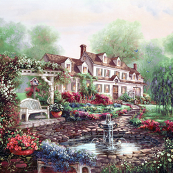 Jigsaw puzzle: House with a fountain
