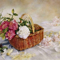 Jigsaw puzzle: Peonies in a basket