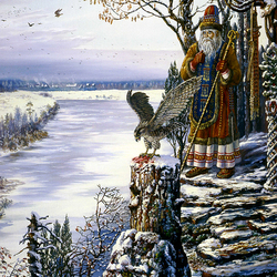 Jigsaw puzzle: Vedic Russia. Priest of the Falcon God