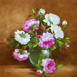 Jigsaw puzzle: Peonies in a glass vase