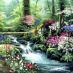 Jigsaw puzzle: Stream in flowers