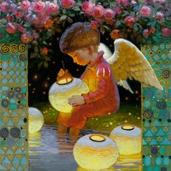 Jigsaw puzzle: Angel and lanterns