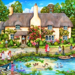 Jigsaw puzzle: Cottage by the river