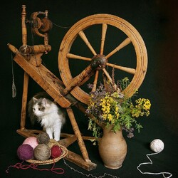 Jigsaw puzzle: Photoetude with a spinning wheel