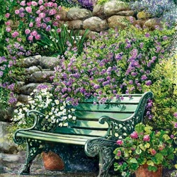 Jigsaw puzzle: Bench in the garden