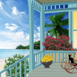 Jigsaw puzzle: Black cat on the veranda