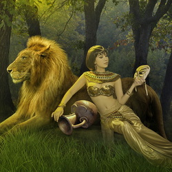 Jigsaw puzzle: Girl and lion