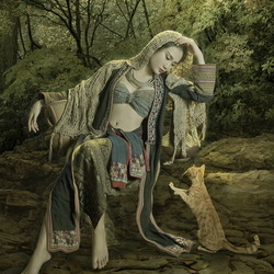 Jigsaw puzzle: Girl and cat