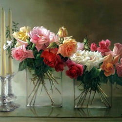 Jigsaw puzzle:  Candles and roses