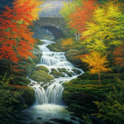 Jigsaw puzzle: Autumn waterfall