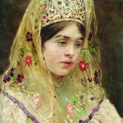 Jigsaw puzzle: Portrait of a girl in a Russian costume