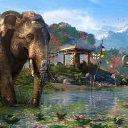 Jigsaw puzzle: Elephants by the water