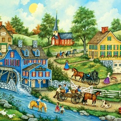 Jigsaw puzzle: Village by the river