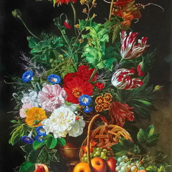 Jigsaw puzzle: Bouquet and fruit basket