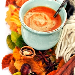 Jigsaw puzzle: Coffee on autumn leaves