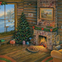 Jigsaw puzzle: The warmth by the fireplace