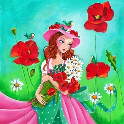 Jigsaw puzzle: Girl with poppies