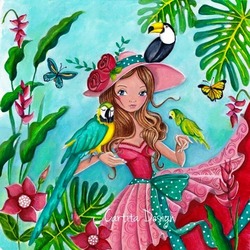 Jigsaw puzzle: Girl with parrots