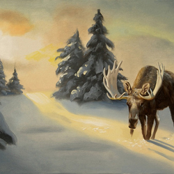 Jigsaw puzzle: Elk in the snow