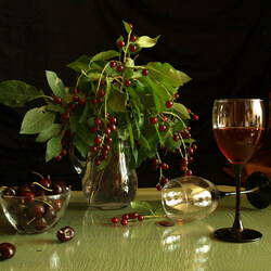 Jigsaw puzzle: Still life with cherries and wine