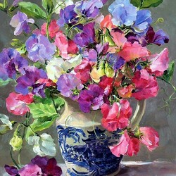 Jigsaw puzzle: Sweet peas in a jug