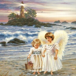 Jigsaw puzzle: Angels by the sea