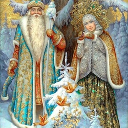 Jigsaw puzzle: Ded Moroz and Snegurochka