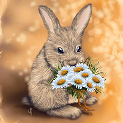 Jigsaw puzzle: Bunny with a bouquet