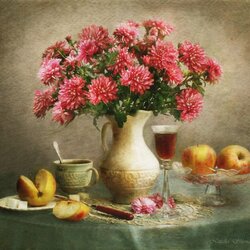 Jigsaw puzzle: Still life with apples and autumn flowers