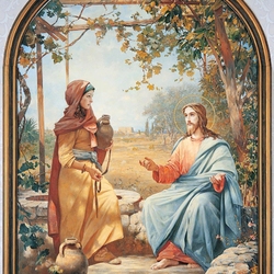 Jigsaw puzzle: Samaritan woman and Jesus at the well