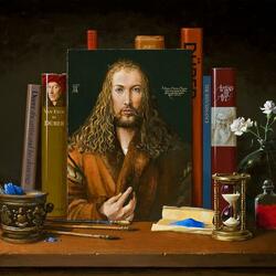 Jigsaw puzzle: Paintings in Pictures / Durer's Self-Portrait (1500)