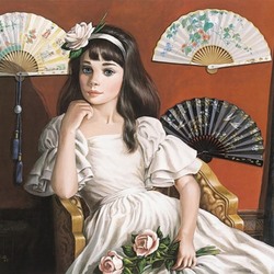 Jigsaw puzzle: Girl with fans
