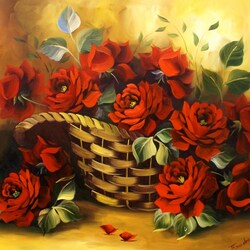 Jigsaw puzzle: Basket with roses
