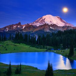 Jigsaw puzzle: Evening on a mountain lake