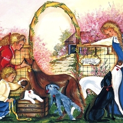 Jigsaw puzzle: Girls with dogs