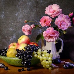 Jigsaw puzzle: Roses and fruits