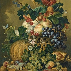 Jigsaw puzzle: Still life with fruit on a stone ledge