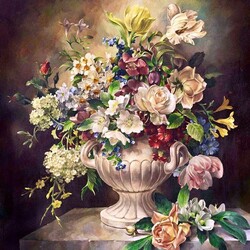 Jigsaw puzzle: Bouquet in a white vase