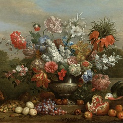 Jigsaw puzzle: Still life with flowers in a silver urn