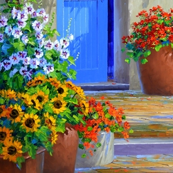 Jigsaw puzzle: Flowers at the door