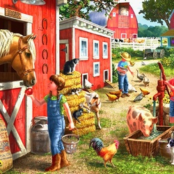 Jigsaw puzzle: In the morning at the farm