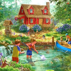 Jigsaw puzzle: In the summer on the pond