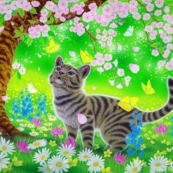 Jigsaw puzzle: Spring cat