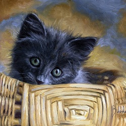 Jigsaw puzzle: Kitten in a basket