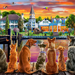 Jigsaw puzzle: Harbor dogs