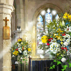 Jigsaw puzzle: Flowers in the church