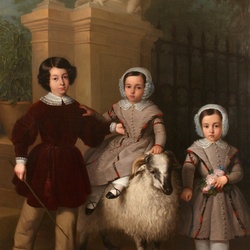 Jigsaw puzzle: Children playing with a ram