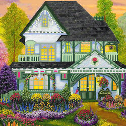 Jigsaw puzzle: House in the rose garden