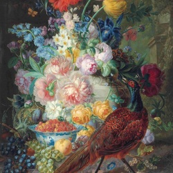Jigsaw puzzle: Bouquet of flowers and fruits