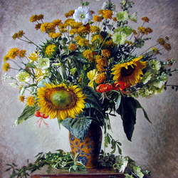 Jigsaw puzzle: Bouquet with sunflowers
